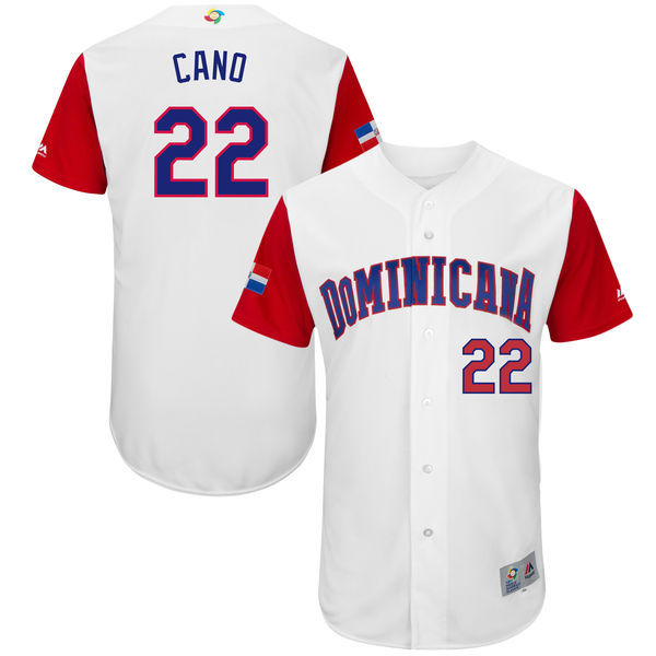 customized Men Dominican Republic Baseball #22 Robinson Cano Majestic White 2017 World Baseball Classic Authentic Jersey